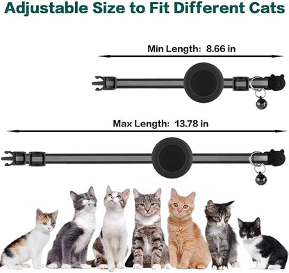 Airtag Cat Collar Breakaway, Cat Collar with Air Tag Holder(Green) | Safety Breakaway Buckle, Reflective Strip, Lightweight, Bell, 0.4 Inches in Width, Adjustable Size to Fit Different Cats