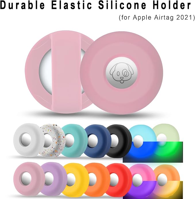 for Airtag Holder for Dog Collar, Cibaabo Silicone Air Tag Case Cover | for 0.8-1.2inch Pet Collar | doesn't dangle | Compact | Easy Installation | Compatible with Apple Airtags