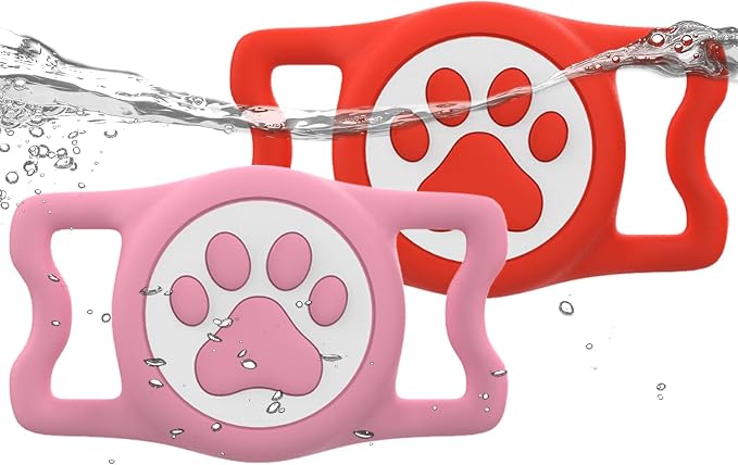IP68 Waterproof Dog AirTag Holder for Dog Collar, Soft, Stretchy Silicone | Full-Body Protection, Easy Tool-Free Installation, Quiet, No-Dangle Fit, Lightweight, Fits Dog & Cat Collars of All Widths