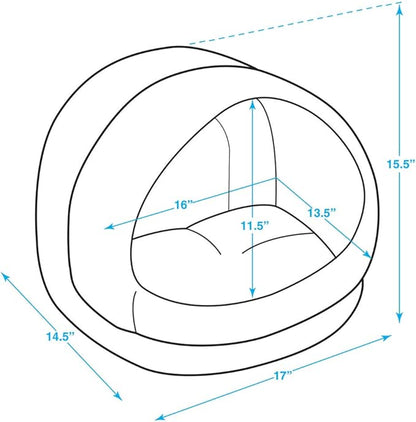 Best Pet Supplies Cat Bed for Indoor Cat, Domed Tent House with Removable Pillow, Covered Cat Cave for Small Dog, Puppies and All Breeds of Cats - Gray, 17 x 15 x H:14"