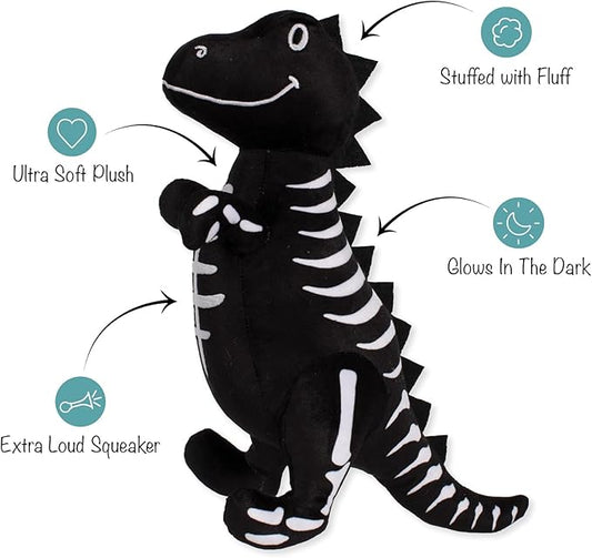 Fringe Studio Pet Toy, Trick RAWR Treat Glows in the Dark Plush Dog Toy, PetShop Collection (314607)