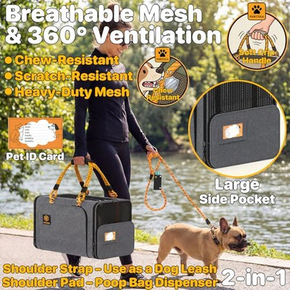 PAWZIDEA Expandable Pet Carrier for Small Cats & Dogs, TSA Airline Approved