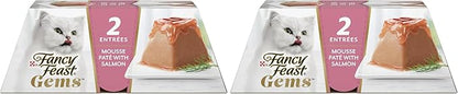 Fancy Feast Gems Pate Cat Food Mousse with Salmon and a Halo of Savory Gravy Cat Food - 4 oz. Boxes,(Pack of 16)