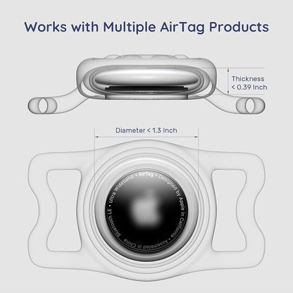 IP68 Waterproof Dog AirTag Holder for Dog Collar, Soft, Stretchy Silicone | Full-Body Protection, Easy Tool-Free Installation, Quiet, No-Dangle Fit, Lightweight, Fits Dog & Cat Collars of All Widths