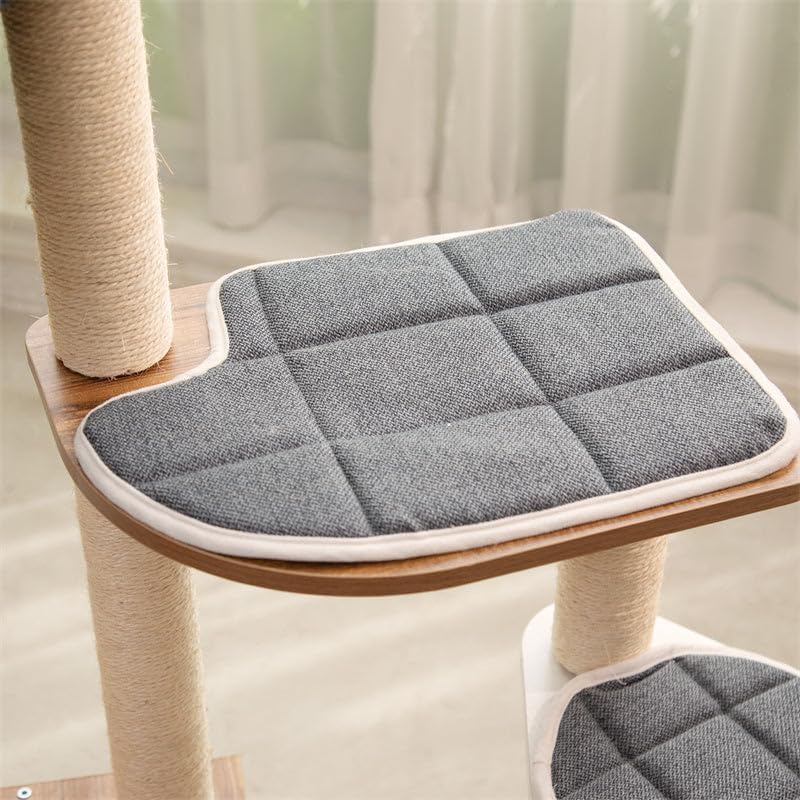 Happy & Polly Modern Cat Tree for Indoor Cats - 45" Wooden Cat Tower with Sisal Scratching Posts, Cat House, Removable Pads Multi-Level Cat Tower Activity Center for Small Large Cats