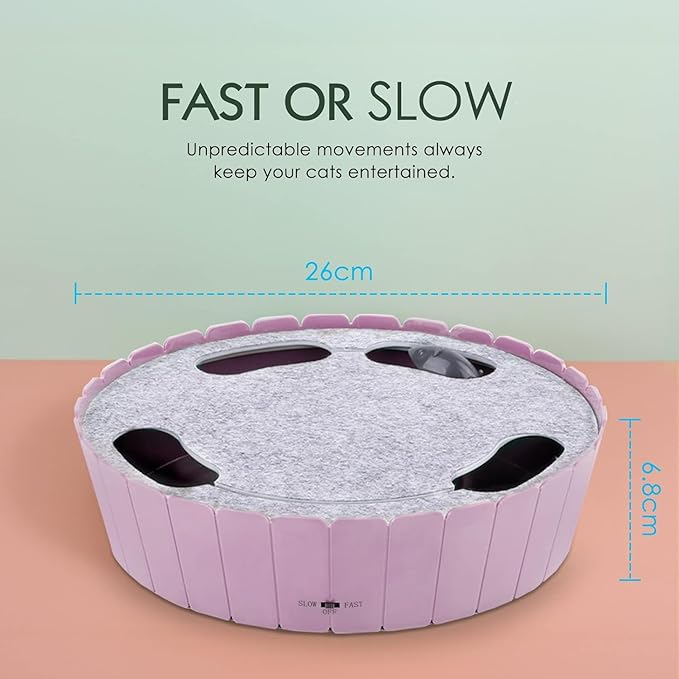 Pawaboo Interactive Cat Toy with Running Mouse, Electronic Motion Cat Toy Automatic Teaser for Indoor Cats, Pop and Play Hide Seek Cats Toys Hunting Mouse for Pet Kitten Play Fun Exercise, Purple