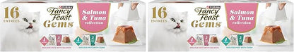 Fancy Feast Gems Pate Cat Food Mousse Salmon or Tuna and a Halo of Savory Gravy Wet Cat Food Variety Pack - 8 ct. Boxes (Pack of 2)