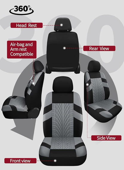 VarCozy Car Seat Covers Front Pair,Universal Cloth for Car,Breathable & Washable SUV, Sedan, Van, Automotive Interior Covers, Airbag Compatible