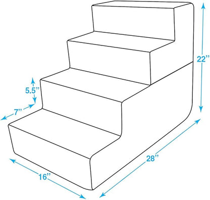 Best Pet Supplies Dog Stairs & Steps - Foam Steps for Small Dogs & Cats, Non-Slip Indoor Balanced Pet Step Support, Dog Ramp, No Assembly, Foldable Stair, Pale Teal, 4-Step