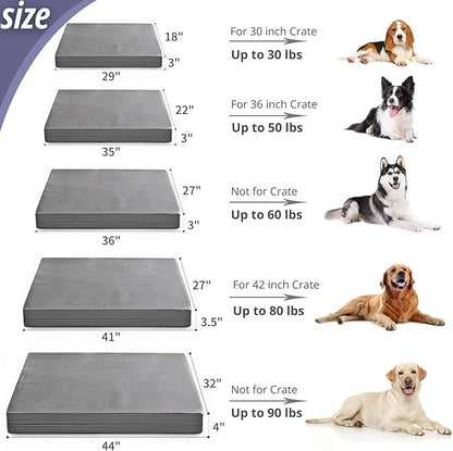 Reversible Dog Bed for Large Medium Dogs,Orthopedic Dog Crate Bed.Washable Plush Pet Bed with Removable Cover(35.0" L x 22.0" W x 3.0" Th)