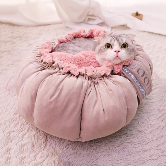 Pet beds, Puppy Cat Litter Warm Sleeping Bed Dual-use Flower Shape Pet Bed,2 Sizes(L)