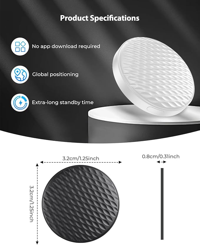 2 Pack Smart Trackers, Portable Bluetooth Tracker, Anti-Lost Device for Keys Luggage Satchels Backpacks and Pets, Works with Apple Find My App (iOS Only, Not Compatible with Android)-White & Black