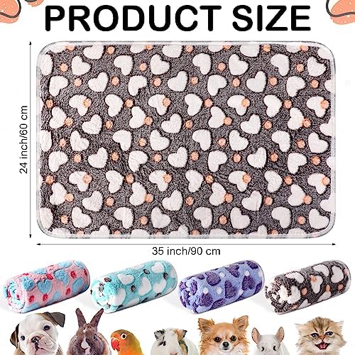 Reginary 4 Pcs Guinea Pig Fleece Cage Liners, Heart Pattern, 35 x 24 Inch