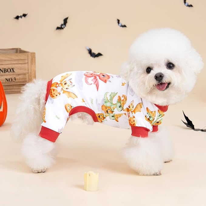 XPUDAC Halloween Dog Pajamas Funny Halloween Costumes for Doggy Comfy Pet Pjs for Small Medium Dogs Boy Girl Puppy Outfits Cat Apparel, L