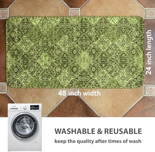 nunubaby Washable Pee Pads for Dogs, Stylish, Non-Slip and Leak-Proof Pee Pads. Reusable Potty Pads for Dogs for Crates and Floors.(Green/Multi,24" x48" )
