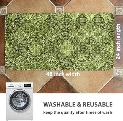 nunubaby 4PACK Washable Pee Pads for Dogs, Stylish, Non-Slip and Leak-Proof Pee Pads. Reusable Potty Pads for Dogs for Crates and Floors.(Green/Multi,24" x48" )
