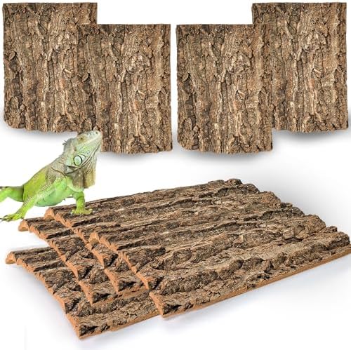 Cork Terrarium Background 11.8x7.9in 8PCS Natural Reptile Cork Bark Flats Terrarium Board Bearded Dragon Climbing Wall Mat Tank Accessories Decor for Lizard Chamelon Snake Turtle Spider Crested Gecko