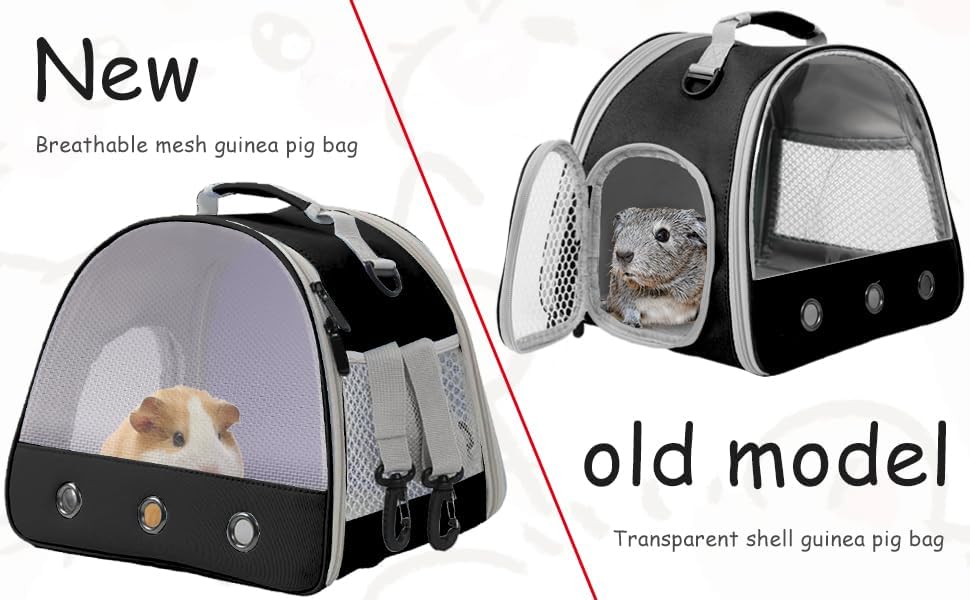 Breathable Guinea Pig Carrier Backpack with Nylon Mesh Window Portable Carrier for Guinea Pig, Bunny Bearded Dragon Bird Chinchilla Ferret Travel Outdoor