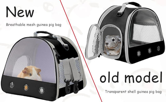 Breathable Guinea Pig Carrier Backpack with Nylon Mesh Window Portable Carrier for Guinea Pig, Bunny Bearded Dragon Bird Chinchilla Ferret Travel Outdoor