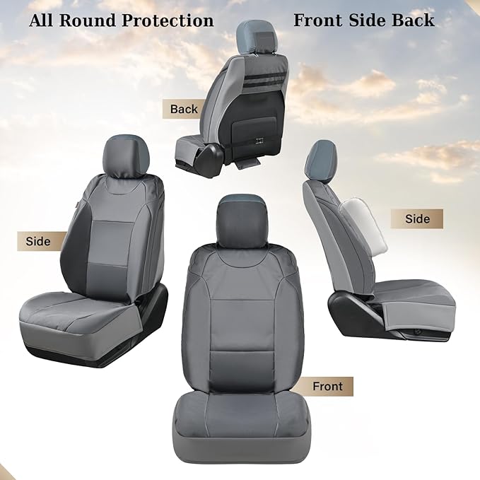Coverado Front Seat Covers, Waterproof Oxford Seat Protector for Car Seat Cushions for Kids & Dogs, Compatible with 2015-2026 Ford F150 & 2017-2026 Ford F250 F350 F450 (Gray, 2PCS),