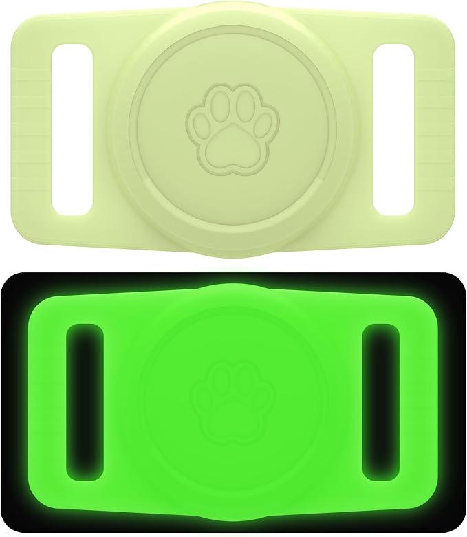 GOCII for Airtag Dog Collar Holder 2 Pack,Waterproof Dog Collar Holder for Apple AirTag(Gen 1 & 2),Silicone Air Tags Case for Dog Collars(Glow Green)