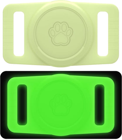 GOCII for Airtag Dog Collar Holder 2 Pack,Waterproof Dog Collar Holder for Apple AirTag(Gen 1 & 2),Silicone Air Tags Case for Dog Collars(Glow Green)