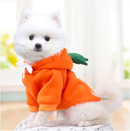 Warm Dog Winter Clothes Cute Fruit Dog Coat Hoodies Fleece Pet Dogs Costume Jacket for French Bulldog Chihuahua Ropa para Perro(Orange,S)