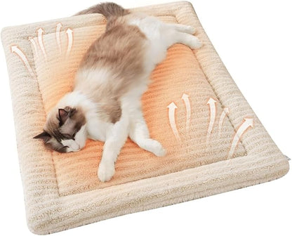 Self-Warming Cat Bed Pad, Reversible & Ultra Soft Pet Mat for Crates, Kennels, Sofas & Furniture, Machine Washable, Durable for Dogs and Cats, 23x15 Inch Apricot
