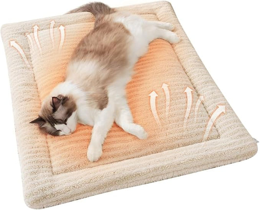 Self-Warming Cat Bed Pad, Reversible & Ultra Soft Pet Mat for Crates, Kennels, Sofas & Furniture, Machine Washable, Durable for Dogs and Cats, 23x15 Inch Apricot