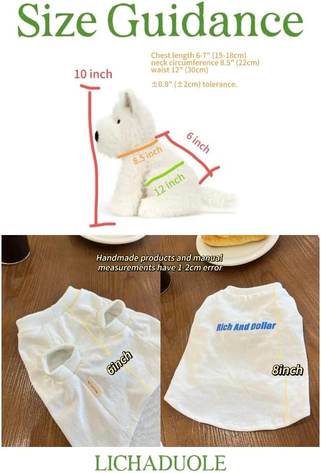 10" Plush Dog Cotton Vest 2-Pack-Stuffed Animals Clothes for Standard Sitting Position Puppy(NO Doll)
