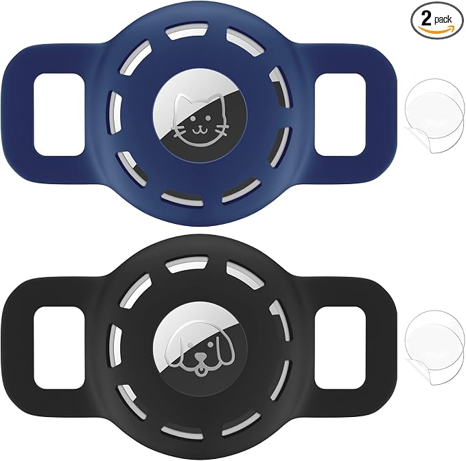 for Air tag Cat Collar Holder for Apple Air Tag, 2 Pack of Pet Collar Holder for Cat and Small Dog Collar Within 1/2 inch and 2 Pack Protector for Air Tag