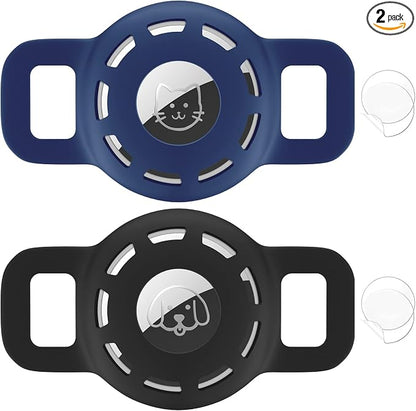 for Air tag Cat Collar Holder for Apple Air Tag, 2 Pack of Pet Collar Holder for Cat and Small Dog Collar Within 1/2 inch and 2 Pack Protector for Air Tag