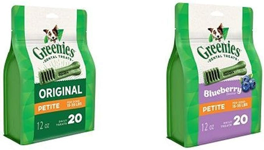 Greenies Petite Variety Pack With 12 Oz. Original And 12 Oz. Blue Berry Dental Dog Treats