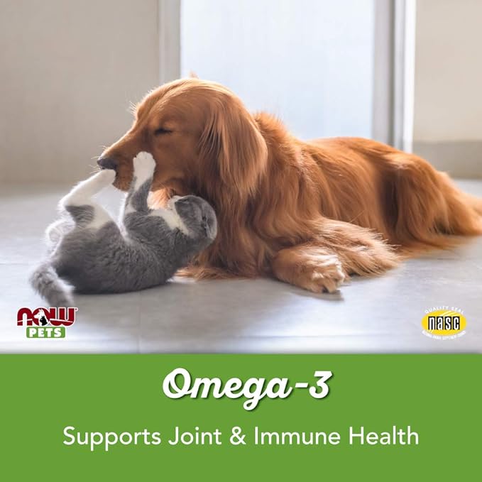 Now Pet Health, Omega 3 Mini Gels Supplement, Formulated for Cats & Dogs, NASC Certified, 150 Softgels