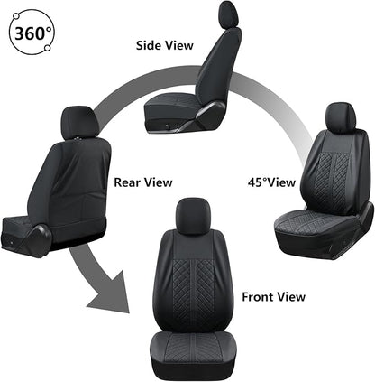 Truckiipa Tacoma Truck Seat Covers Full Set Leather Waterproof Seat Covers Fit for 2005-2015 Toyota Tacoma Double Crew Cab, Full Set, Black