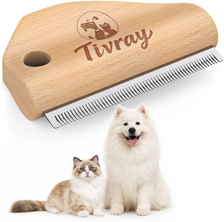Dog Brush for Shedding, Wood Deshedding Brush for Dogs, 4.3inch