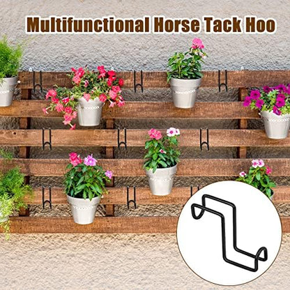 Dunzy 2 Pcs Heavy Duty Horse Tack Hooks Over Rail 4 Inch Metal,Black