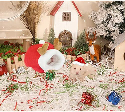 WishLotus Hamster Bed, Mini Soft and Warm Hamster House Cute Non-Slip Hamster Sleeping nest Small Animals Bedding House for Dwarf Hamsters, Mini Hedgehogs and Small Pets (red)