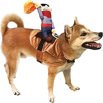 SEIS Pet Riding Costume Novelty Pet Supplies Cowboy Rider Horse Riding Designed Dog Apparel Party Dressing up Clothing Halloween (M)