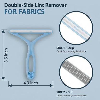 Self-Cleaning Cat Shedding Grooming Brush for Small Dog Pet Short Hair Remover Set Reusable Lint Removal Tool Carpet Scraper for Clothes Couch Bedding Furniture Car Blue