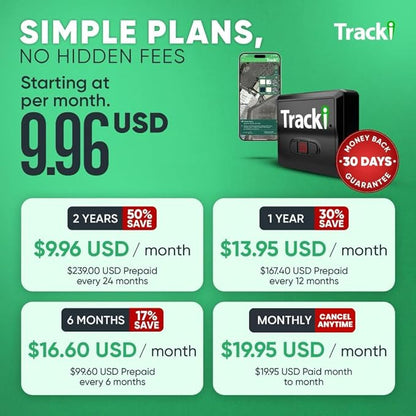 Tracki GPS Tracker for Vehicles – Real-Time 4G LTE Assets & Car Tracking Device with App, Magnetic Mount, Compact Design, Worldwide Coverage – iOS & Android (Tracker 2 Years Subscription Incl.)