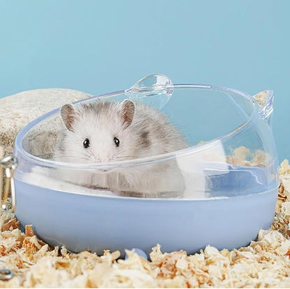 Meow&Woof Hamster Sand Bath Container, Large Sandbox Toilet Gerbil Batheoom, Tiny Chinchilla Dust Bathtub Sand Bath Box for Hamster Cage Accessories 6.5 Inch - Blue