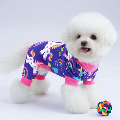 XPUDAC 4 Pieces Dog Pajamas Stretchy Dog Pjs Soft Cute Doggie Clothes for Small Medium Dogs Boy Girl Cats Pet Outfits, X-Large
