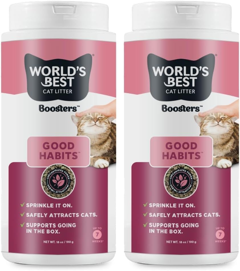 World's Best Cat Litter Boosters Good Habits, 18 oz Canister, Pack of 2