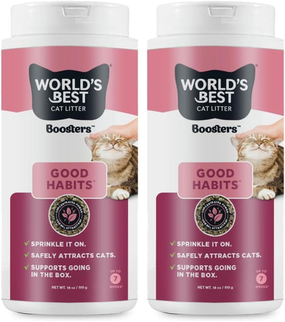 World's Best Cat Litter Boosters Good Habits, 18 oz Canister, Pack of 2