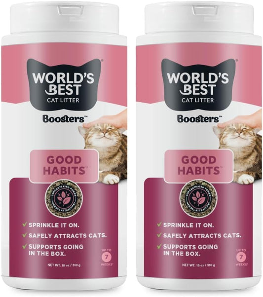 World's Best Cat Litter Boosters Good Habits, 18 oz Canister, Pack of 2