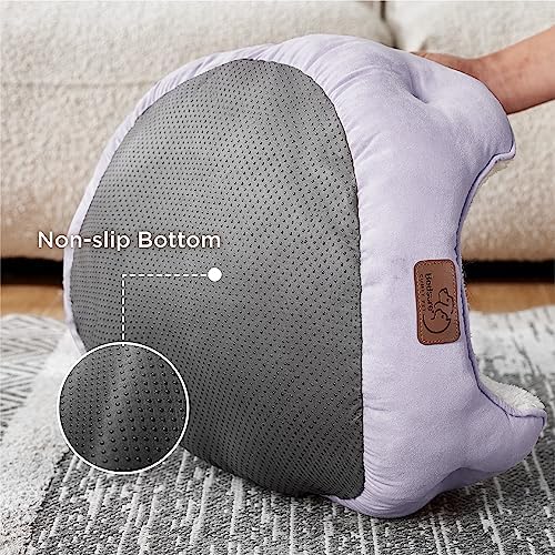 Bedsure Dog Beds for Small Dogs - Round Cat Beds for Indoor Cats, Washable Pet Bed for Puppy and Kitten with Slip-Resistant Bottom, 20 Inches, Misty Lilac