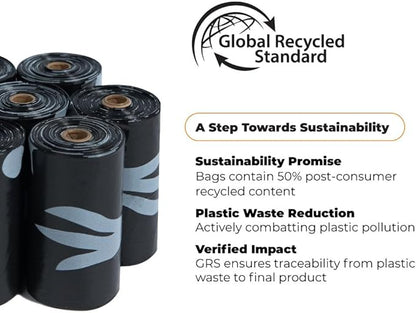 Best Pet Supplies Dog Poop Bags for Waste Refuse Cleanup, Doggy Roll Replacements for Outdoor Puppy Walking and Travel, Leak Proof and Tear Resistant, Thick Plastic - Black (Unscented), 600 Bags