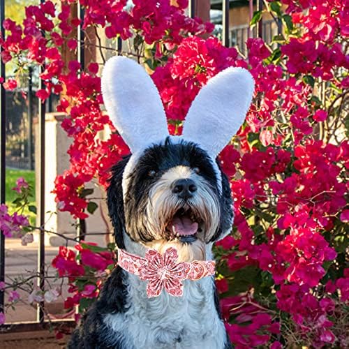 Easter Dog Collar with Flower- Pink Bunny Dog Collar Flower for Dogs Flower Pet Adjustable Dog Collar Girl Boy Dog Collar for Large Dogs