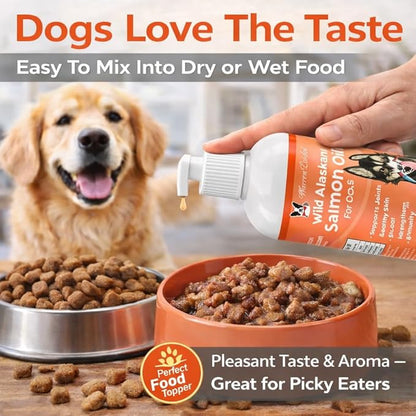 Warren London Wild Alaskan Salmon Oil for Dogs – Omega-3 Fish Oil Food Topper Pump with EPA & DHA for Skin & Coat, Shedding, Joint & Immune Support – Made in USA, 8 oz